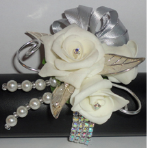 Silver Grey & Pale Ivory Wrist Corsage